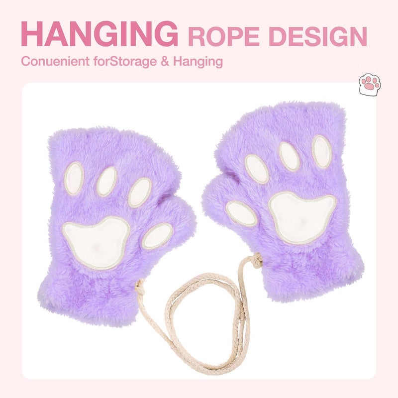 Tiny Chou Cat Paw Gloves for Cosplay Party Halloween Costume Accessories, Winter Fingerless Warm Gloves for Women Girls - Image 4